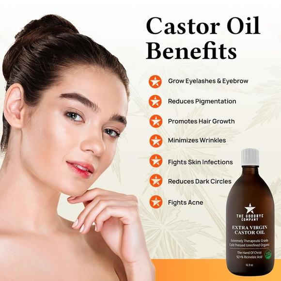 Organic Castor Oil 100% Pure Extra Virgin Oil Cold Pressed Unrefined Hexane-Free - Picture 3 of 5